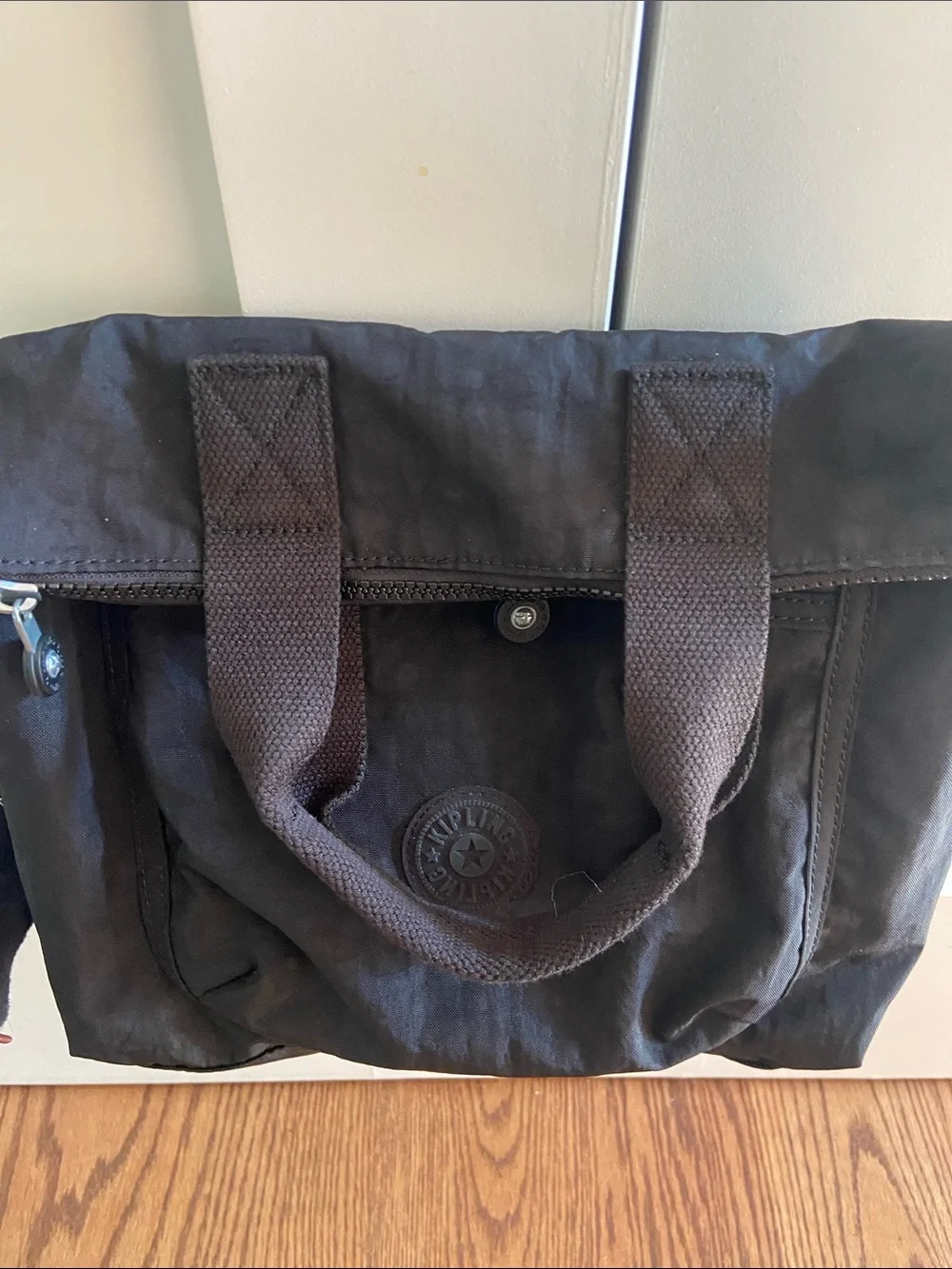 Kipling Black Nylon Messenger Crossbody Bag